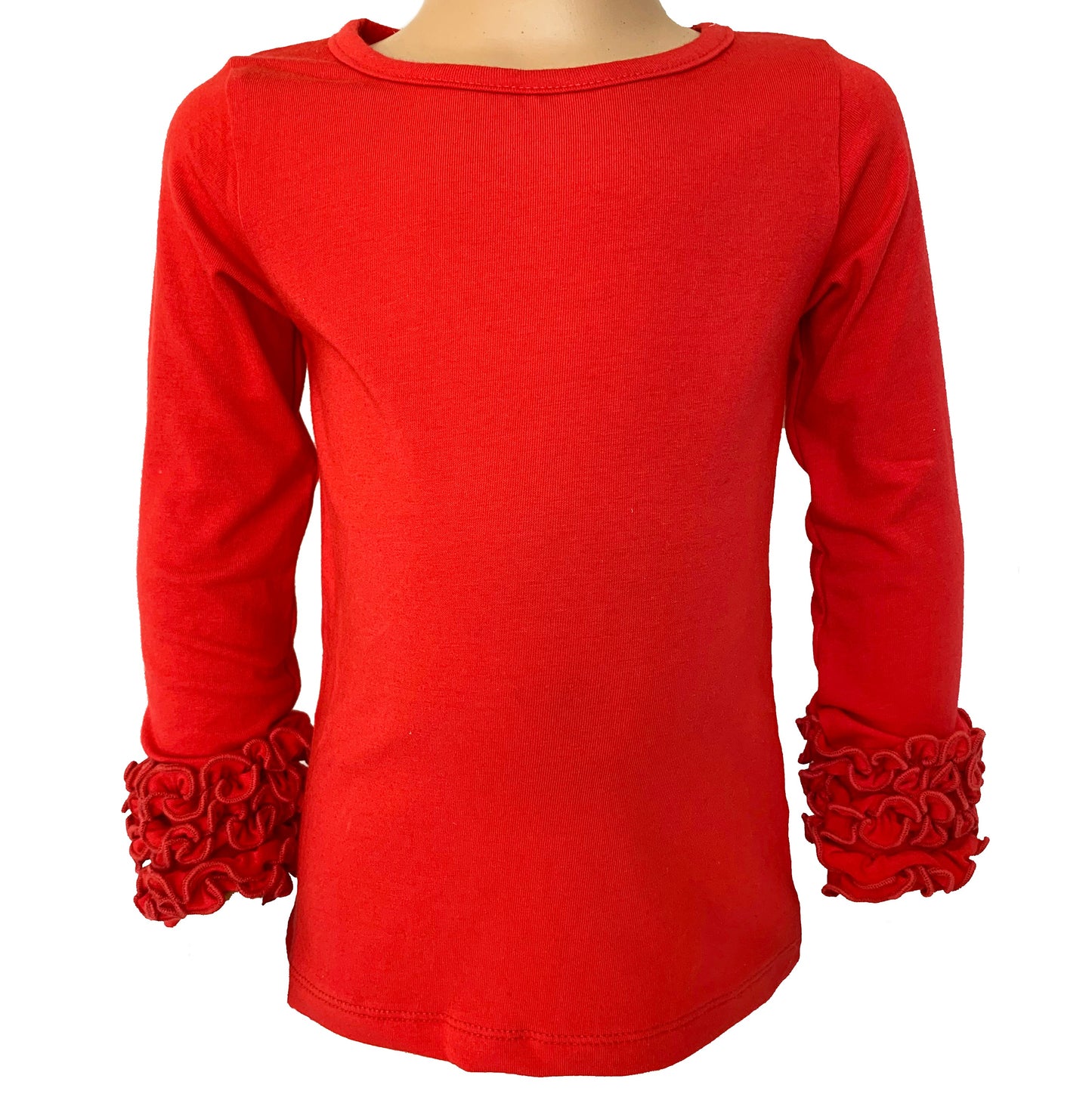 AnnLoren Baby Girls Boutique Long Sleeve Red Ruffle Layering T-shirt