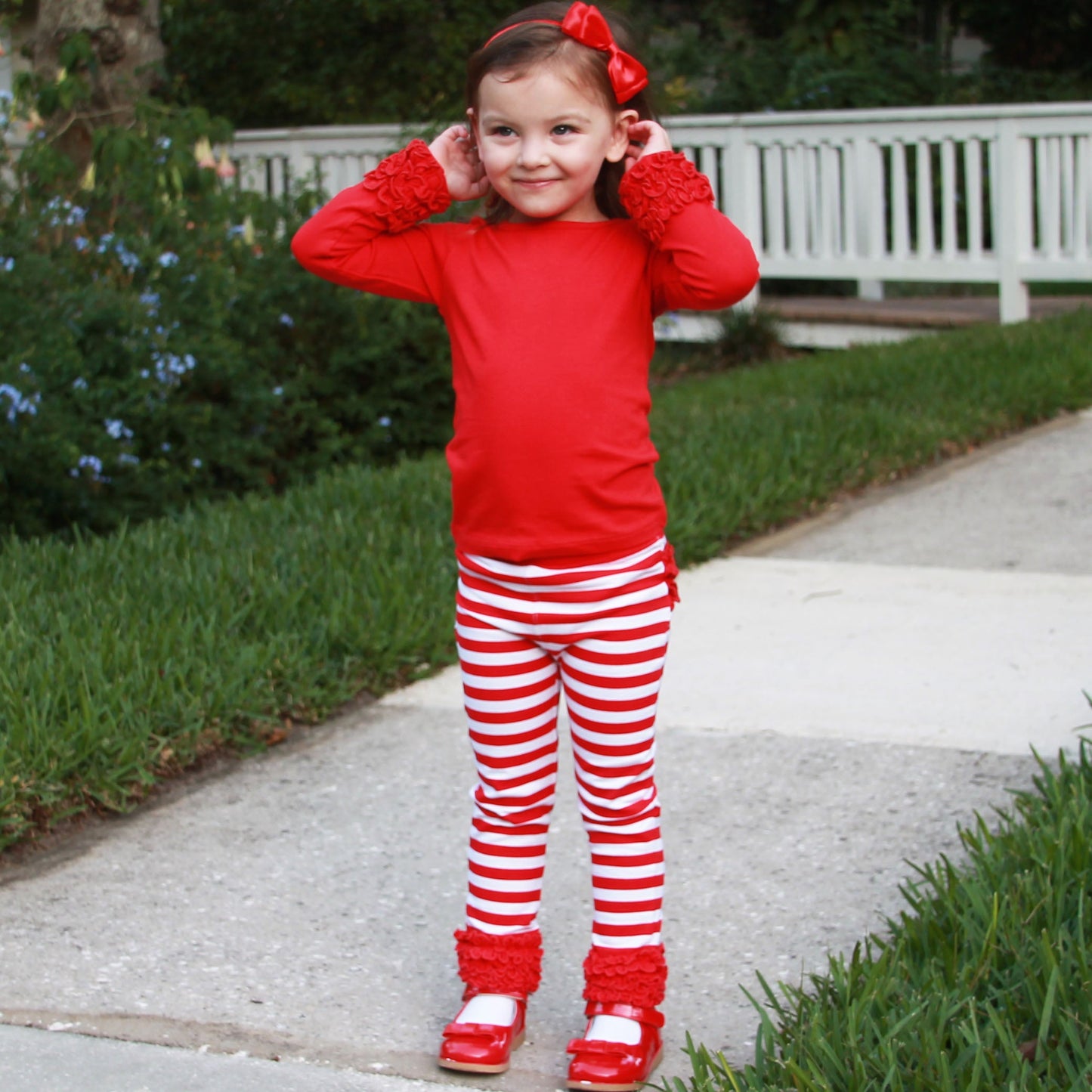 AnnLoren Baby Girls Boutique Long Sleeve Red Ruffle Layering T-shirt