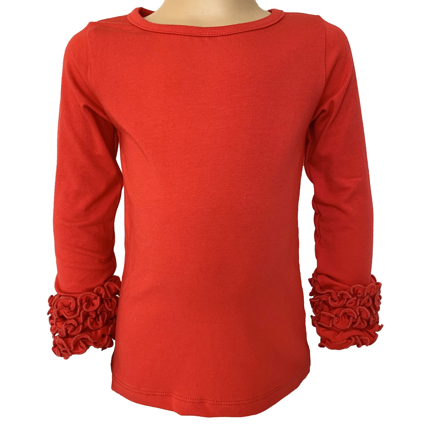 AnnLoren Baby Girls Boutique Long Sleeve Red Ruffle Layering T-shirt