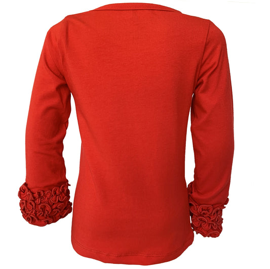 AnnLoren Baby Girls Boutique Long Sleeve Red Ruffle Layering T-shirt