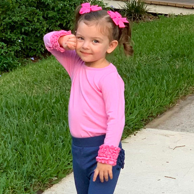 AnnLoren Baby Big Girls Boutique Long Sleeve Dark Pink Ruffle Layering
