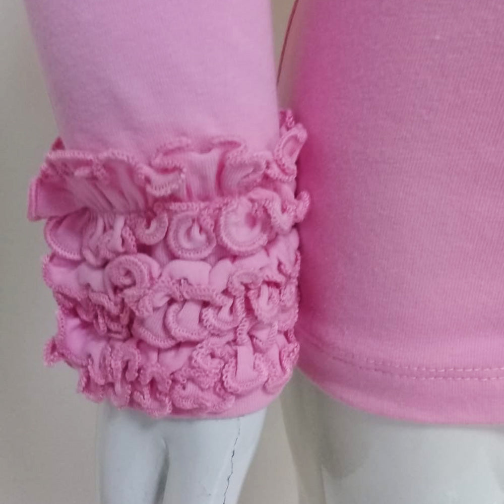 AnnLoren Baby Big Girls Boutique Long Sleeve Dark Pink Ruffle Layering